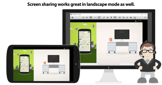 Screen sharing in portait and ladscape mode